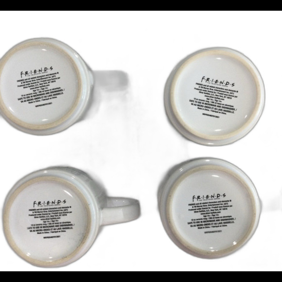 Friends TV Series Central Perk 4 Graphic Ceramic Coffee Mugs with Holder - Picture 6 of 10